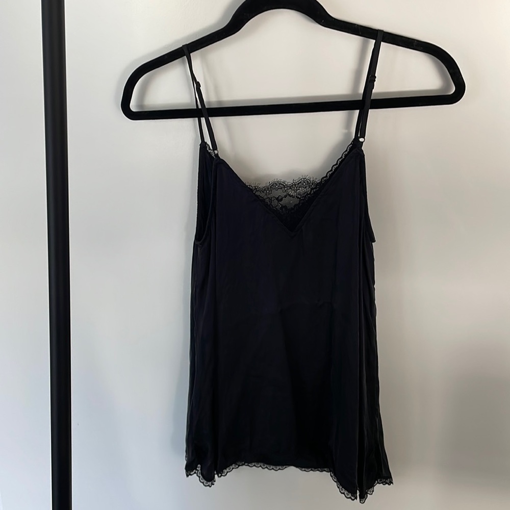Never worn By Eloise Anthropologie 100% silk cami lace details adjustable straps